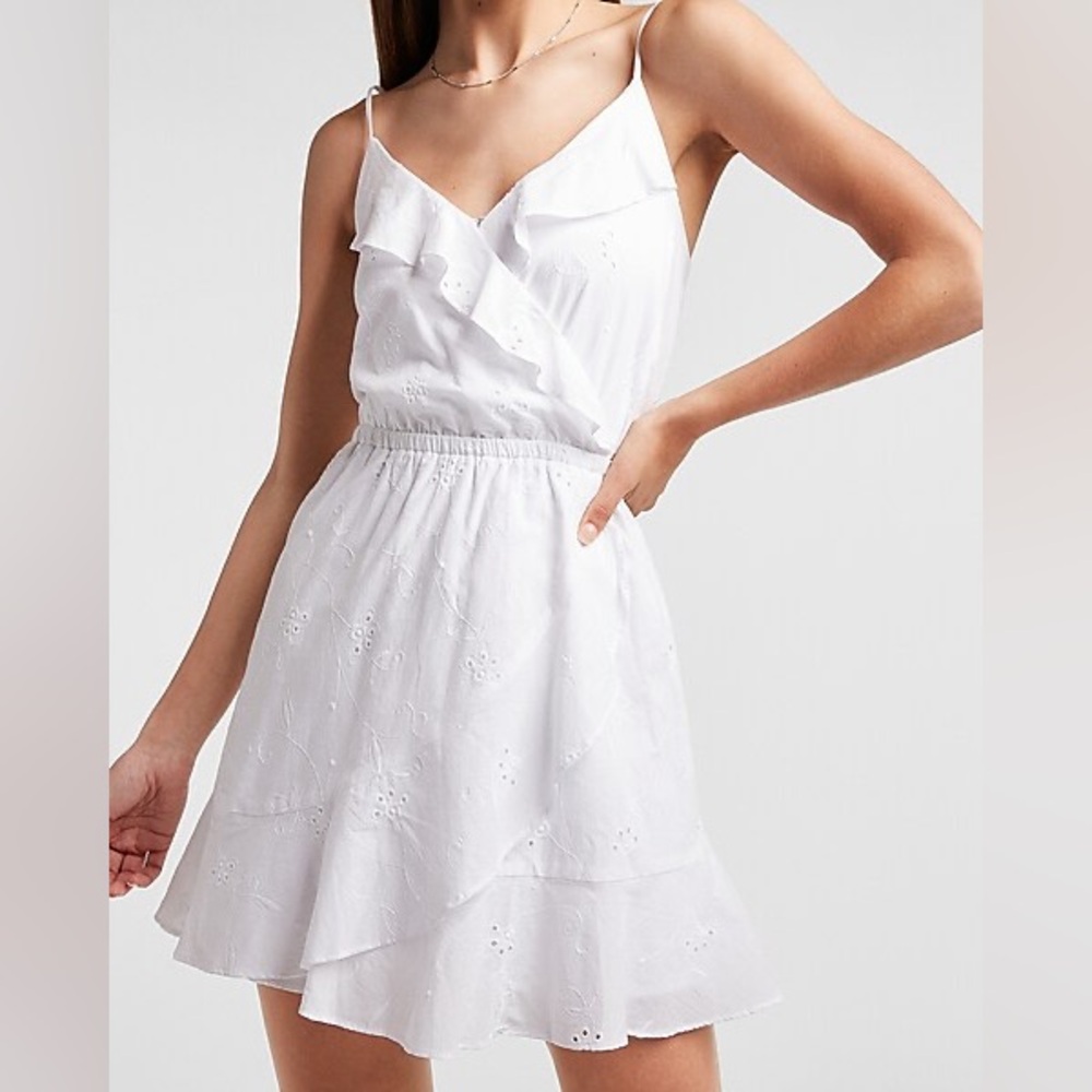 Express Eyelet Faux Wrap Cami Dress